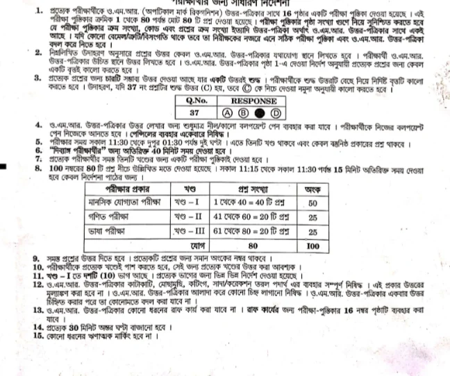 Navodaya Vidyalaya Previous Question Papers Class 6 pdf in Bengali